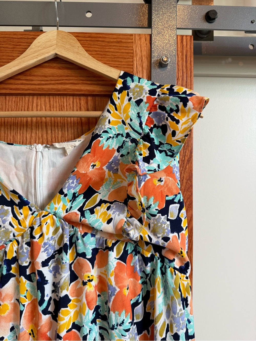 Floral Summer Dress in Coral, Teal & Navy